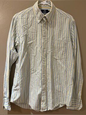 Boggi Milano Long Sleeve Seersucker Button Down Shirt Size Medium